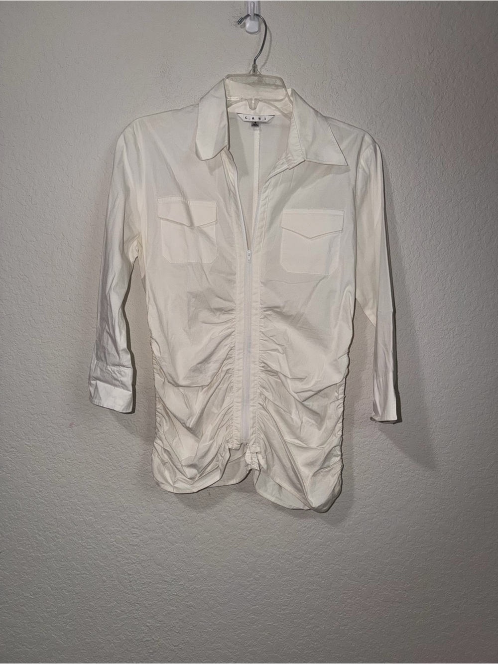 Cabi White Zip-Front Shirt